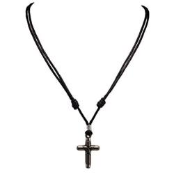 BlueRica Metal Wrapped Cross Pendant on Adjustable Cord Necklace