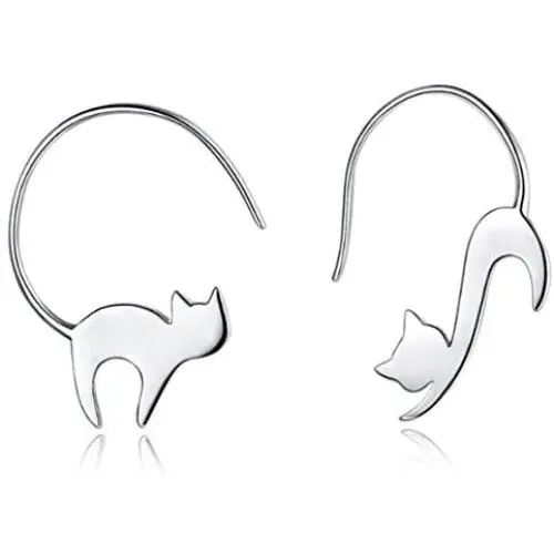 ONLYJUMP Cute Cat Dangle Stud Earrings for Women Girls Fashion 925 Sterling Silver Pull Through Animal Asymmetric Funny Earring Jewelry Birthday Gift ONLYJUMP Cute Cat Dangle Stud Earrings for Women Girls Fashion 925 Sterling Silver Pull Through Animal Asymmetric Funny Earring Jewelry Birthday Gift