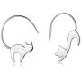 ONLYJUMP Cute Cat Dangle Stud Earrings for Women Girls Fashion 925 Sterling Silver Pull Through Animal Asymmetric Funny Earring Jewelry Birthday Gift