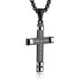 HZMAN Philippians 4:13 Cross Pendant STRENGTH Bible Verse Stainless Steel Necklace 3 Colors Available