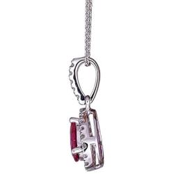 Gin & Grace 10K White Gold Natural Diamond (I1,I2) & Pear Cut Genuine Ruby Pendant for Women