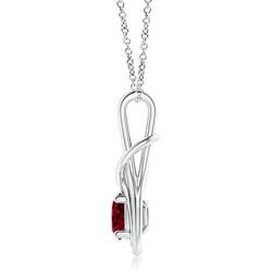 January Birthstone - Garnet Knot Pendant Necklace in Sterling Silver (6mm Garnet)