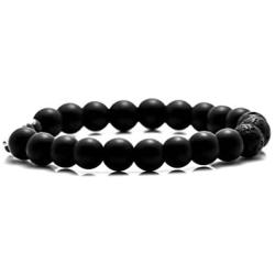 Xusamss Fashion 8MM Natural Stone Matte Agate Turquoise Elastic Bracelet DAD Bead Bracelet