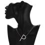 RINHOO Stainless Steel Large Silver Initial Alphabet 26 Big Letters Script Name Pendant Chain Necklace from A-Z