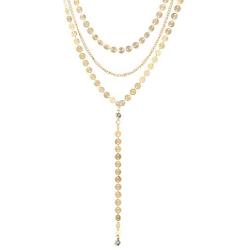 Hzacye Dainty Layered Choker Necklace Bar Disc Necklaces Coin Pendant Necklace 14K Gold Plated Layered Necklaces for Women