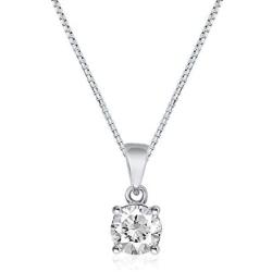 La Joya 1/6-1/3 Carat Total Weight (cttw) Certified Lab Grown Diamond Pendant Necklace - Set in 4 Prong Yellow Gold Or White Rhodium Plated .925 Sterling Silver With Chain - GH Color And VS/SI Clarity