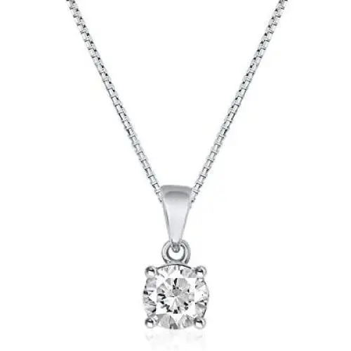 La Joya 1/6-1/3 Carat Total Weight (cttw) Certified Lab Grown Diamond Pendant Necklace - Set in 4 Prong Yellow Gold Or White Rhodium Plated .925 Sterling Silver With Chain - GH Color And VS/SI Clarity La Joya 1/6-1/3 Carat Total Weight (cttw) Certified Lab Grown Diamond Pendant Necklace - Set in 4 Prong Yellow Gold Or White Rhodium Plated .925 Sterling Silver With Chain - GH Color And VS/SI Clarity