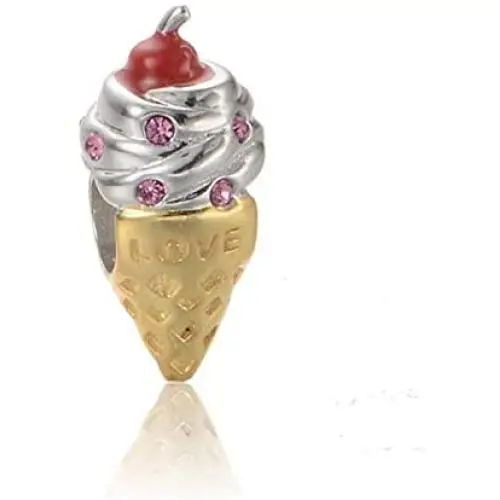 EVESCITY Limited Edition Love Ice Cream 925 Sterling Silver Bead for Charms Bracelets Best Jewelry Gifts for Her EVESCITY Limited Edition Love Ice Cream 925 Sterling Silver Bead for Charms Bracelets Best Jewelry Gifts for Her