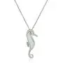 Jewelili Sterling Silver Created Opal and Natural White Diamond Accent Seahorse Pendant Necklace, 18'' Rolo Chain Jewelili Sterling Silver Created Opal and Natural White Diamond Accent Seahorse Pendant Necklace, 18'' Rolo Chain