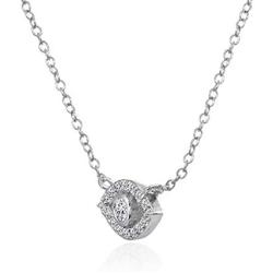 Sterling Silver Evil Eye Round Bezel-Set Cubic Zirconia Dainty Choker Necklace