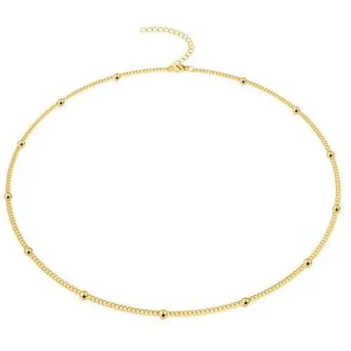 Jewlpire Gold Chain Choker Necklaces for Women - 18K Gold Plated Dainty Satellite Bead Paperclip Chain Necklace and Bracelet Set Personalized Jewelry Set Gift Jewlpire Gold Chain Choker Necklaces for Women - 18K Gold Plated Dainty Satellite Bead Paperclip Chain Necklace and Bracelet Set Personalized Jewelry Set Gift