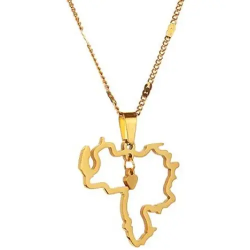 Yidan Stainless Steel Venezuela Map Pendant Necklace Venezuelan Charm Jewelry Yidan Stainless Steel Venezuela Map Pendant Necklace Venezuelan Charm Jewelry