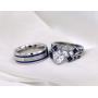 ringheart Couple Rings White Gold Filled Heart Cut Cz Womens Wedding Ring Sets Titanium Rhinestone Mens Wedding Band (Please Buy 2 Rings for 1 Pair)
