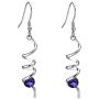 POLITENY Jewelry Silver Dangle earrings for Women Fashion Unique Spial Twist Simple with Purple Crystal