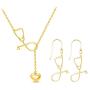 Dcfywl731 Stethoscope Inspired Necklace Bangle Bracelet Jewerly Set, Lariat Y Love Necklace for Doctors, Medical Student Jewelry, Nurse Heart Necklace (Gold Necklace Earrings Set)