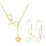 Dcfywl731 Stethoscope Inspired Necklace Bangle Bracelet Jewerly Set, Lariat Y Love Necklace for Doctors, Medical Student Jewelry, Nurse Heart Necklace (Gold Necklace Earrings Set)