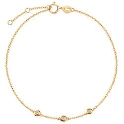 Carleen 18K Solid Gold Three Round Dot 0.045 ct Diamond Bracelet Minimalist Dainty Delicate Fine Jewelry for Women Girls