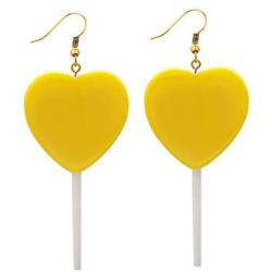 Mountainer Cute Heart Lollipop Candy Color Simulation Food Dangle Earring for Women Girl Funny Jewelry