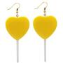 Mountainer Cute Heart Lollipop Candy Color Simulation Food Dangle Earring for Women Girl Funny Jewelry
