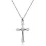 Charms Cross Pendant Necklace with Cubic Zirconia, Platinum Plated Stainless Steel Christian Jewelry for Women ZY061