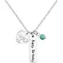 KUIYAI Happy Birthday Necklace Sweet 12th 16th 18th Birthday Gift Jewlery with Turquoise Bead