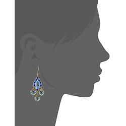 Miguel Ases Medium Triple Drop Diamond Center Swarovski Chandelier Drop Earrings