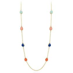 FAMARINE Multicolor Resin Beaded Chain Long Scatter Necklace for Girls Women, Red Blue Green Orange