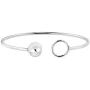 AeraVida Modern Circle and Ball Open Wrap .925 Sterling Silver Cuff Bangle Bracelet