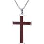 Stainless Steel Wood Cross Necklace Pendant for Mens Christian Jesus Lord Prayer with Chain,Silver