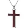 Stainless Steel Wood Cross Necklace Pendant for Mens Christian Jesus Lord Prayer with Chain,Silver