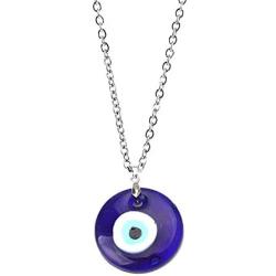 Evil Eye Necklace,Blue Turkish Glass Leather Rope Evil Eye Necklace for Women Men Lucky Protection