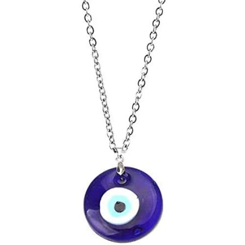 Evil Eye Necklace,Blue Turkish Glass Leather Rope Evil Eye Necklace for Women Men Lucky Protection