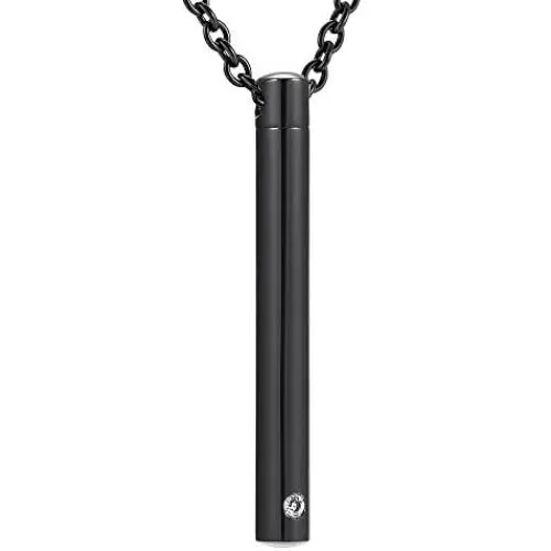 Cylinder Bar Urn Necklaces for Women Men - Stainless Steel Cremation Pendant Necklace for Memorial Ashes Jewelry with Cubic Zirconia Cylinder Bar Urn Necklaces for Women Men - Stainless Steel Cremation Pendant Necklace for Memorial Ashes Jewelry with Cubic Zirconia