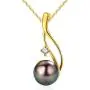 CHAULRI Authentic South Sea Tahitian Black Pearl Pendant Necklace 9-10mm Round 18K Gold Plated 925 Sterling Silver - Jewelry Gifts for Women Wife Mom Daughter CHAULRI Authentic South Sea Tahitian Black Pearl Pendant Necklace 9-10mm Round 18K Gold Plated 925 Sterling Silver - Jewelry Gifts for Women Wife Mom Daughter