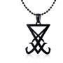 MEALGUET Stainless Steel Goth Gothic Witch Seal of Lucifer Sigil of Lucifer Satan Satanic Symbol Pendant Necklace,24'' Chain