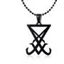MEALGUET Stainless Steel Goth Gothic Witch Seal of Lucifer Sigil of Lucifer Satan Satanic Symbol Pendant Necklace,24'' Chain