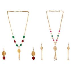 Efulgenz Indian 14 K Gold Plated Red Green Faux Ruby Emerald Pearl Beads Strand Neckalce Earrings Set Fashion Costume Jewelry