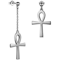 Egyptian Ankh Ring Ankh Cross Earrings Dangle Key of Life Ankh Pendant Necklace 925 Sterling Silver 18K Gold Plated Ethnic Aank Earrings/ Ankh Ring/ Cross Ankh Necklace Life Symbole Jewelry Gift