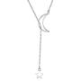 Lariat Y Necklace Crescent Moon Star 925 Sterling Silver for Women Girls Teens Dainty Layered Long Chain Pendant Personalist Jewelry Best Friend Gifts