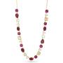 CATHERINE MALANDRINO Yellow Gold-Tone Statement Red Rhinestone Station Box Chain Slider Necklace for Women