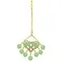 Aheli Ethnic Traditional Wedding Festive Wear Faux Kundan Floral Enamel Necklace with Maang Tikka Set Indian Bollywood Fashion Jewelry for Women Girls