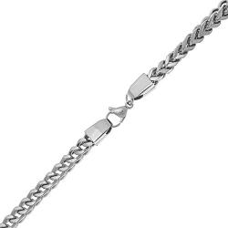 Mens Stainless Steel Thin Foxtail Chain Necklace - 4 MM Wide, 24 Inches Length with Lobster Clasp