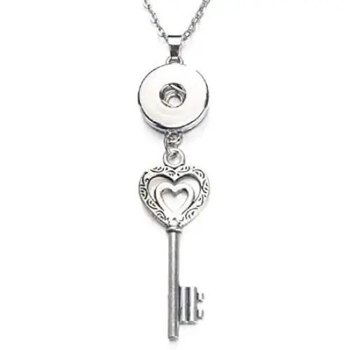 Key Pendant Snap Charm Necklace Stainless Steel 24 Inch Key Pendant Snap Charm Necklace Stainless Steel 24 Inch