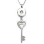 Key Pendant Snap Charm Necklace Stainless Steel 24 Inch