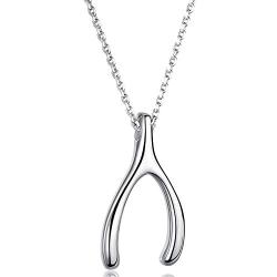 Annis Munn Good Luck Wishbone Necklace – 925 Sterling Silver Wishbone Pendant,Valentines Day and Mothers Day Jewelry Birthday Gift for Women and Girls