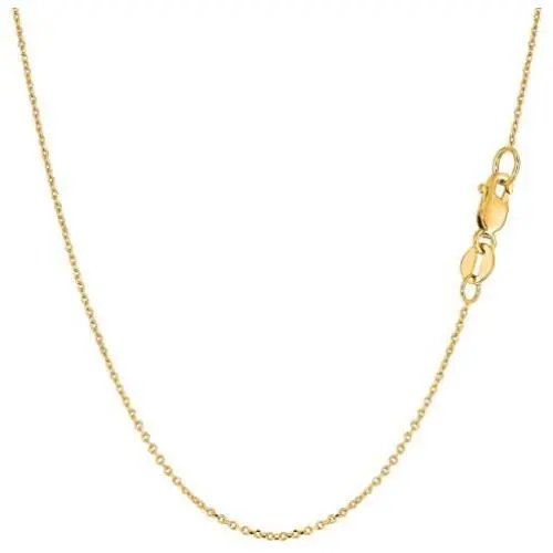 14K Yellow or White Gold 1.00mm Shiny Diamond-Cut Oval Cable Link Chain Necklace for Pendants and Charms with Lobster-Claw Clasp (16'' 18'' or 20 inch)