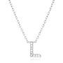 KRENQUE 14K Silver Plated Cubic Zirconia Initial Necklace|Dainty Letter Pendant Necklaces for Women