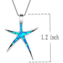 Sterling Silver Starfish Necklace Pendant Earrings Blue Opal White Opal or Green Opal Pendant Necklace