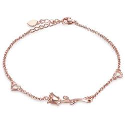 oGoodsunj Cute Rose Flower Necklace Bracelet Ankle - 925 Sterling Silver Fashion Jewelry for Women Girls Gifts Birthday Mothers Day