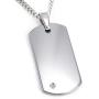 | Crucible Tungsten Carbide Diamond Dog Tag Pendant Curb Chain Necklace - 24''